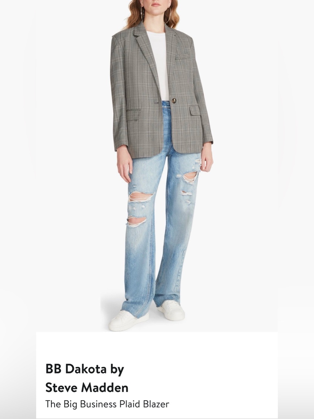 Steve Madden Gray Plaid Blazer - Picture 7 of 7
